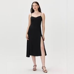 Uniqlo Black Midi Dress with Spaghetti Straps